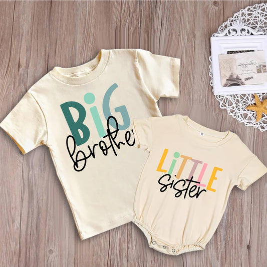 Big Brother Little Sister Print Family Matching Outfit Shirt