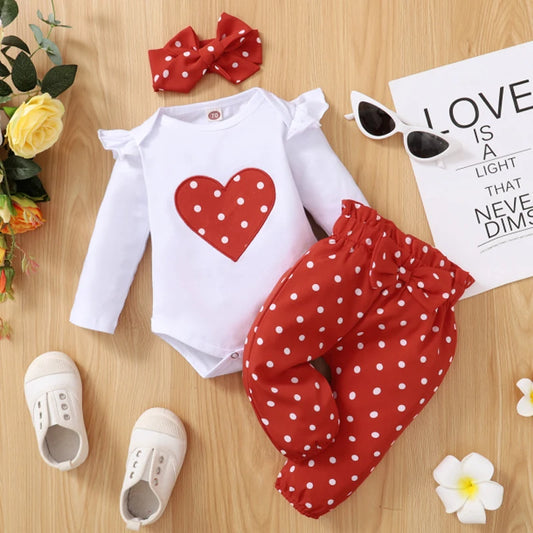 3PCS Newborn Baby Girl Romper+Pant+Headband