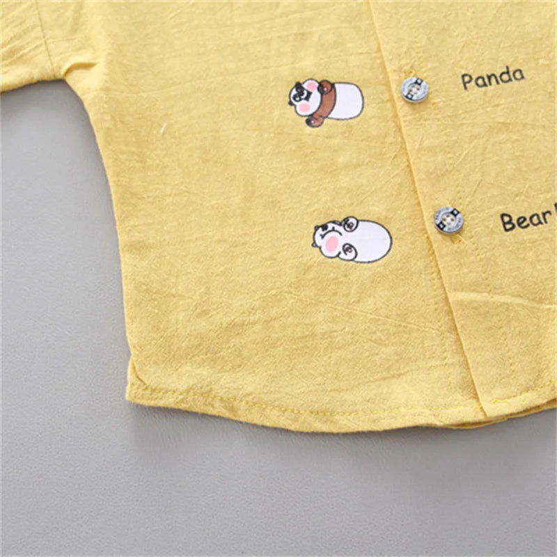 Baby summer fashion set featuring cute animal print designs in yellow for stylish toddlers