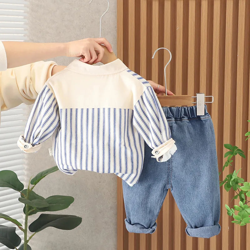 Spring Autumn Baby Boy Clothes Striped Shirt and Jeans for boys 1 to 5 years Back to School Outfit