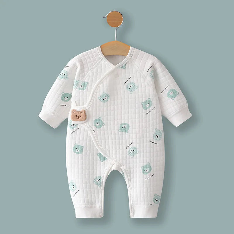 BORA newborn long sleeve pajamas in soft cotton with cute bear prints for infants 0-6 months