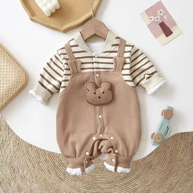 MILANCEL Baby Rompers Striped Boys Jumpsuits with Thick Lining in Trendy Kids Outfits Online